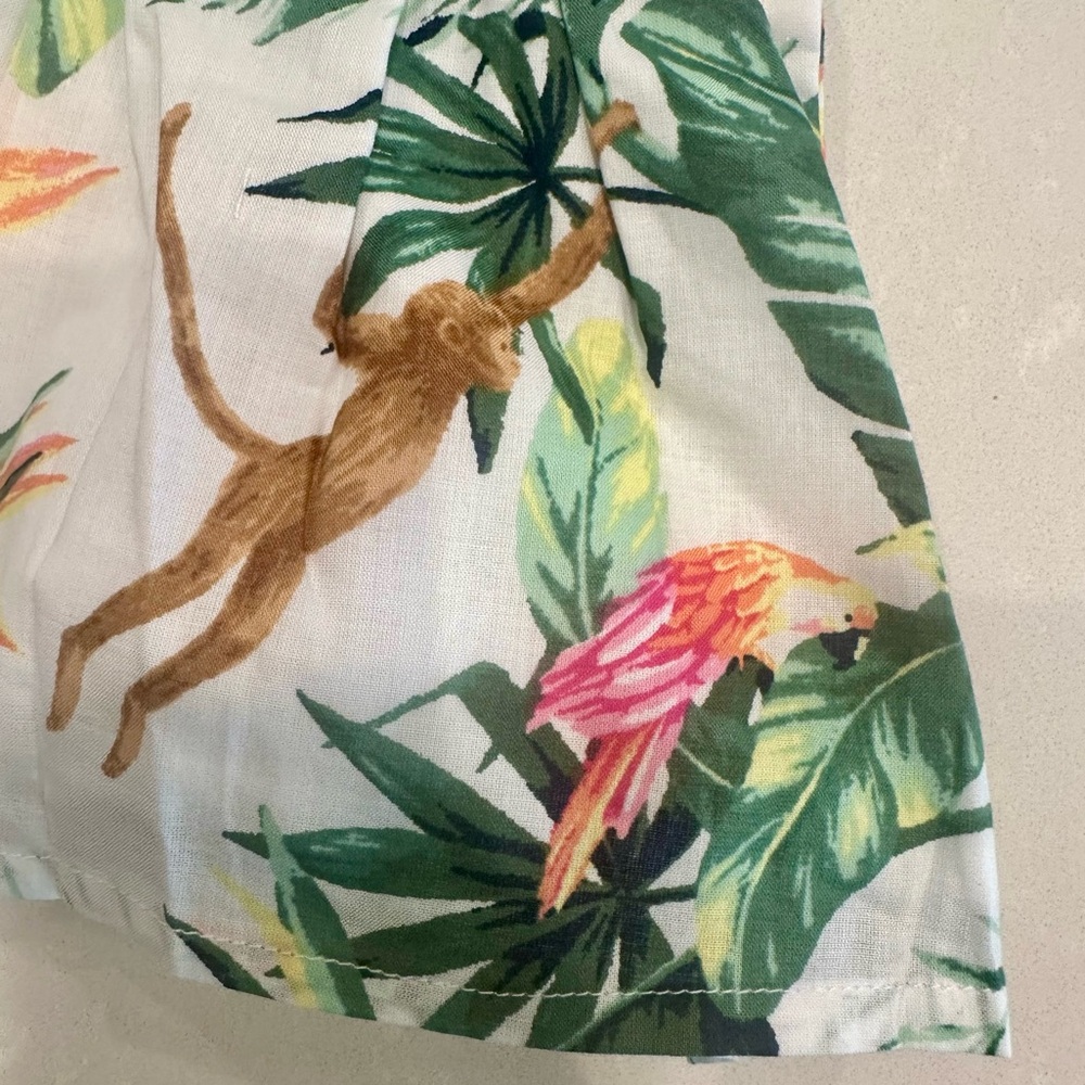 🐒 NWT Janie and Jack Tropical Jungle Smocked Ruffle Cropped Top Size 3 - Picture 7 of 9